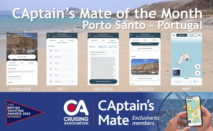 Detailed cruising information on CAptain's Mate for Porto Santo, Portugal