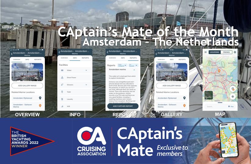 Detailed cruising information on CAptain's Mate for Amsterdam, the Netherlands