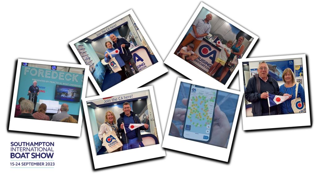 CA at the 2023 Southampton International Boat Show, welcoming new members, demonstrating CAptain's Mate and giving talks on the Foredeck Stage