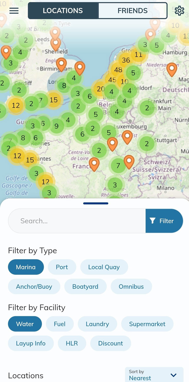 CAptain's Mate cruising information app - filter and search