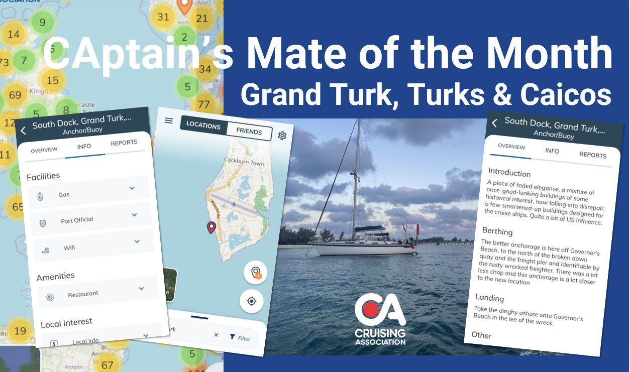 Detailed cruising information on CAptain's Mate for Grand Turk, Turks and Caicos Islands