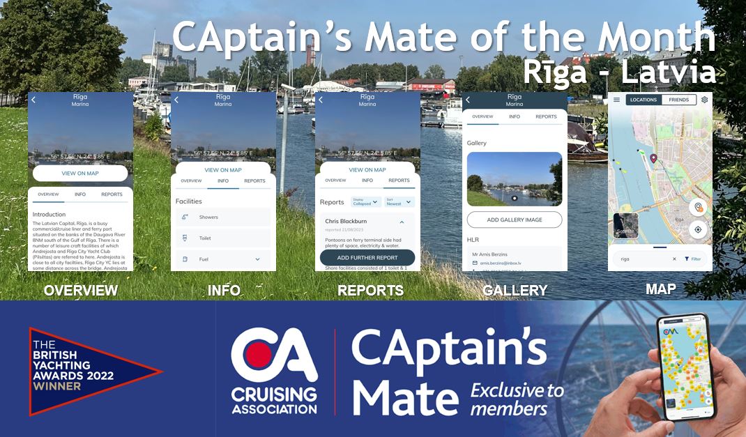 Detailed cruising information on CAptain's Mate for Rīga, Latvia