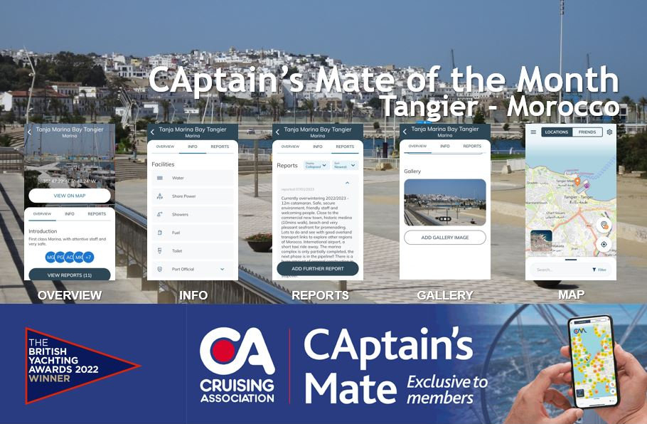 Detailed cruising information on CAptain's Mate for Tangier, Morocco