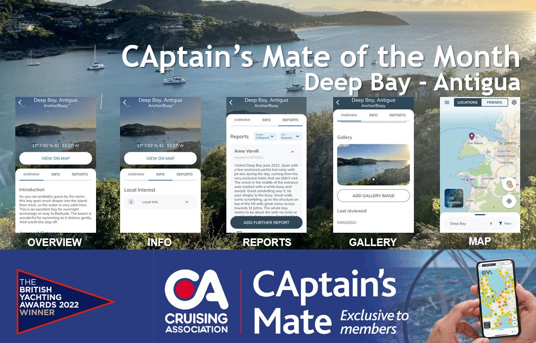 Detailed cruising information on CAptain's Mate for Deep Bay, Antigua