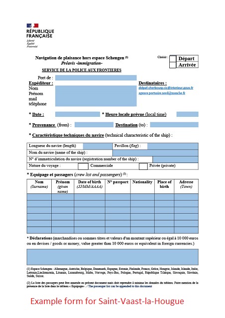 France ports of entry PREAVIS immigration St Vaast