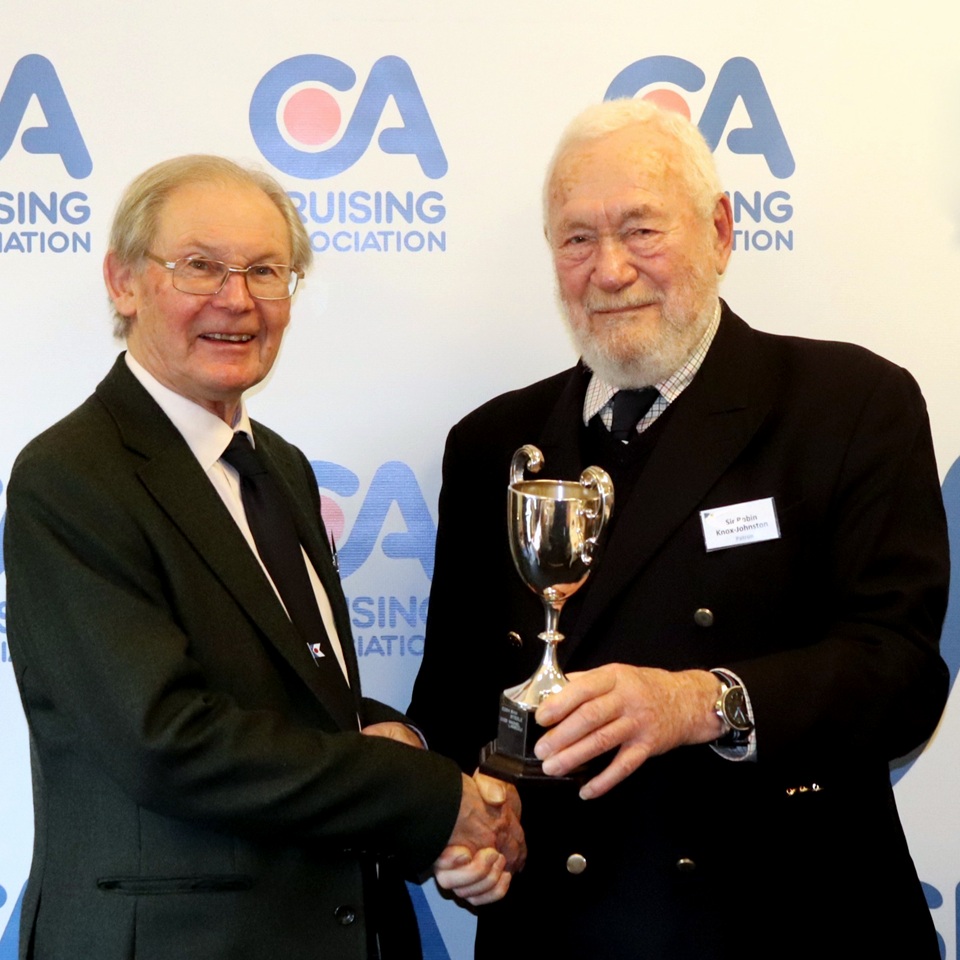 Jules Dussek receives the Brittain Cup on behalf of Machiel Lambooij