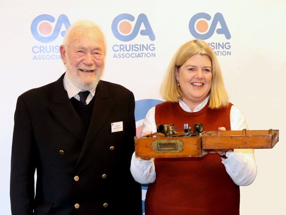Catriona Essenhigh receives the Laver Sextant on behalf of Simon and Georgette Harrison