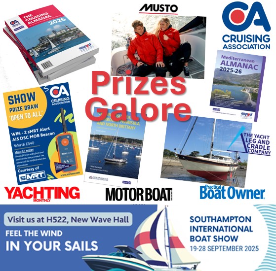 Prizes on offer from the CA stand at the Southampton International Boat Show
