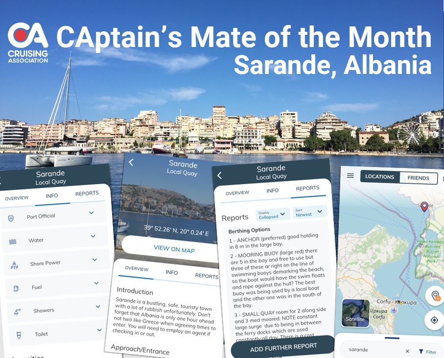Detailed cruising information on CAptain's mate for Sarande, Albania